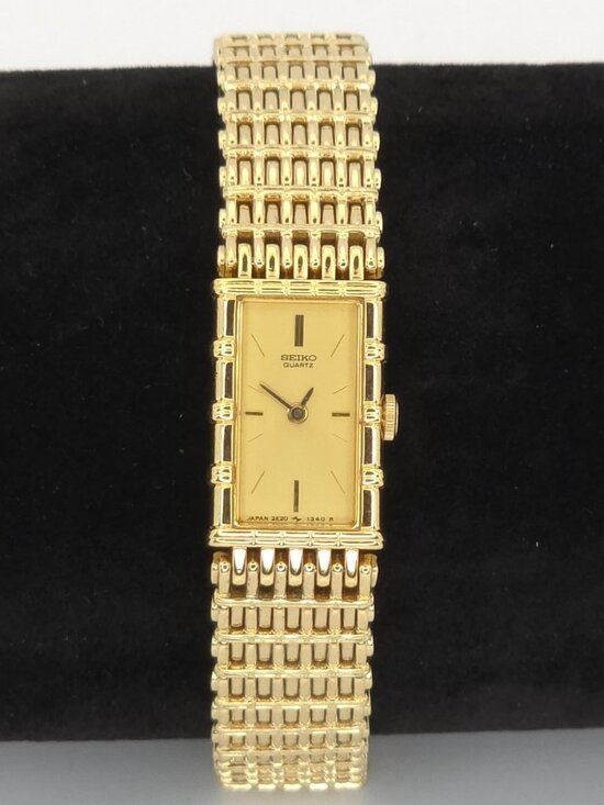 Seiko Accessories - Vtg Ladies Seiko Dress Watch Bamboo Style 2E20-6109 New Battery